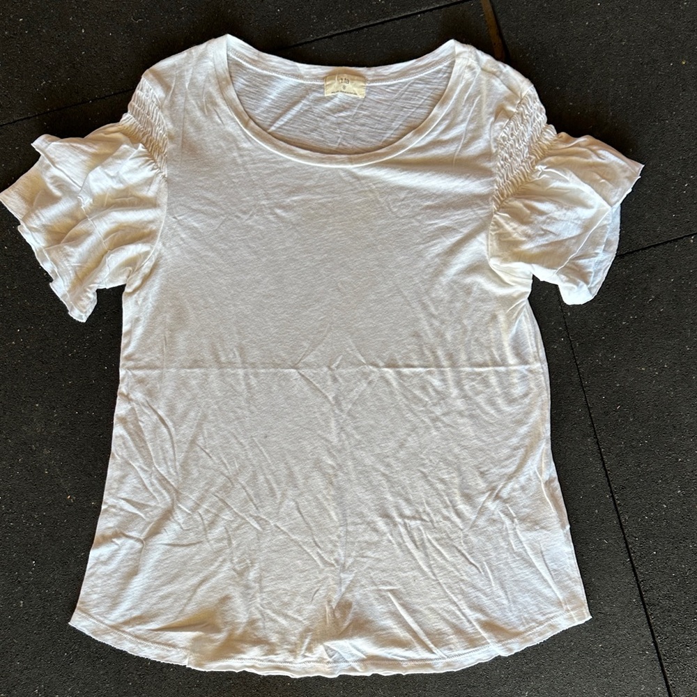 Anthropologie - White Ruffled Sleeve Women's Top